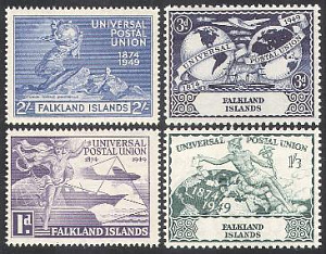 Фалкленды, 1949, ВПС-UPU, 4 марки Фалкленды, 1949, ВПС-UPU, 4 марки